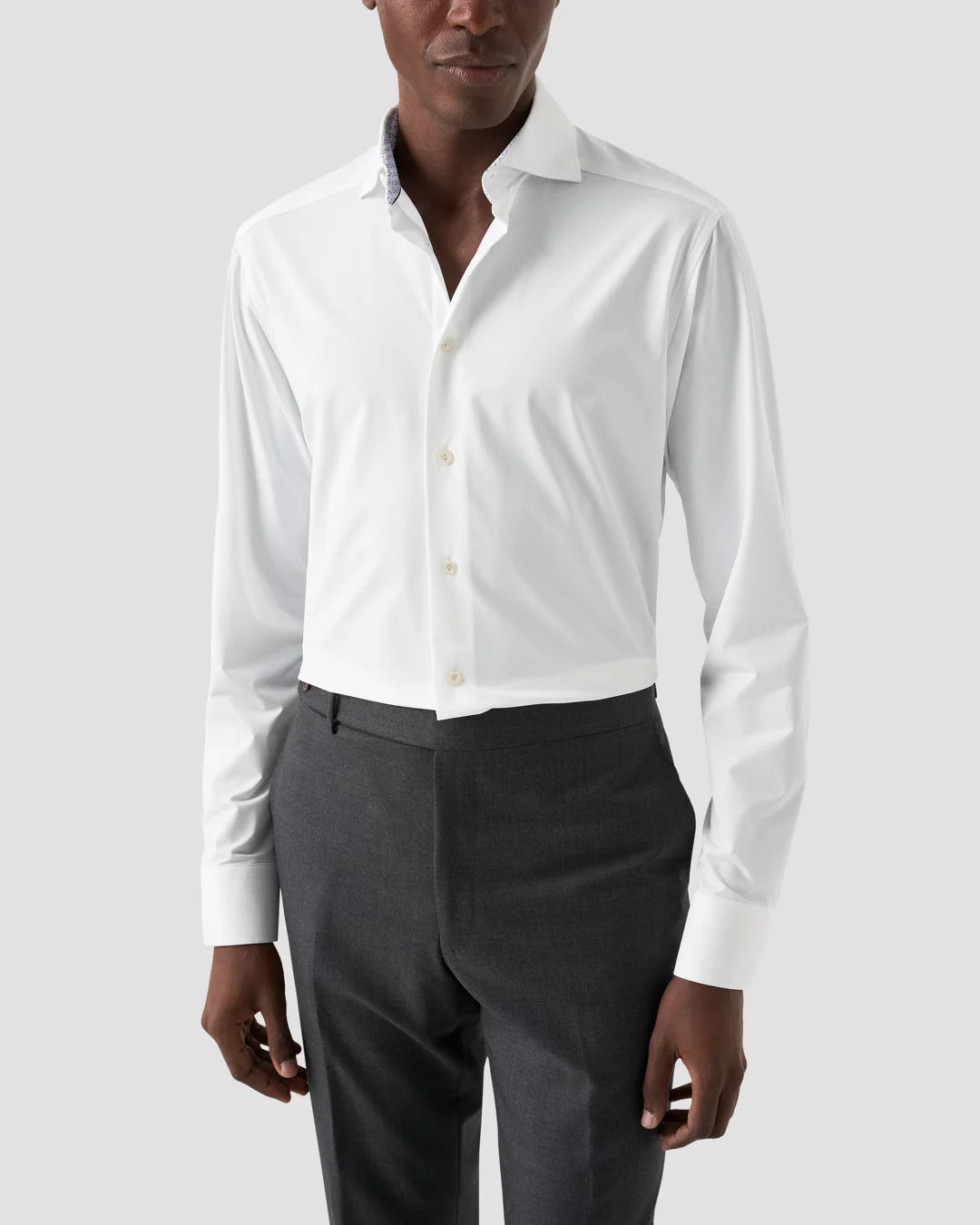 Four Way Stretch Shirt Geometric Contrast Details Eton
