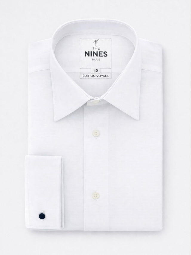 White non-iron French collar shirt with French cuffs