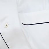 Herringbone Cotton Pyjamas With Navy Piping