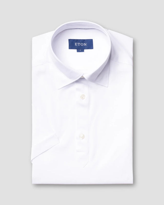 White jersey polo shirt - short sleeved - Eton