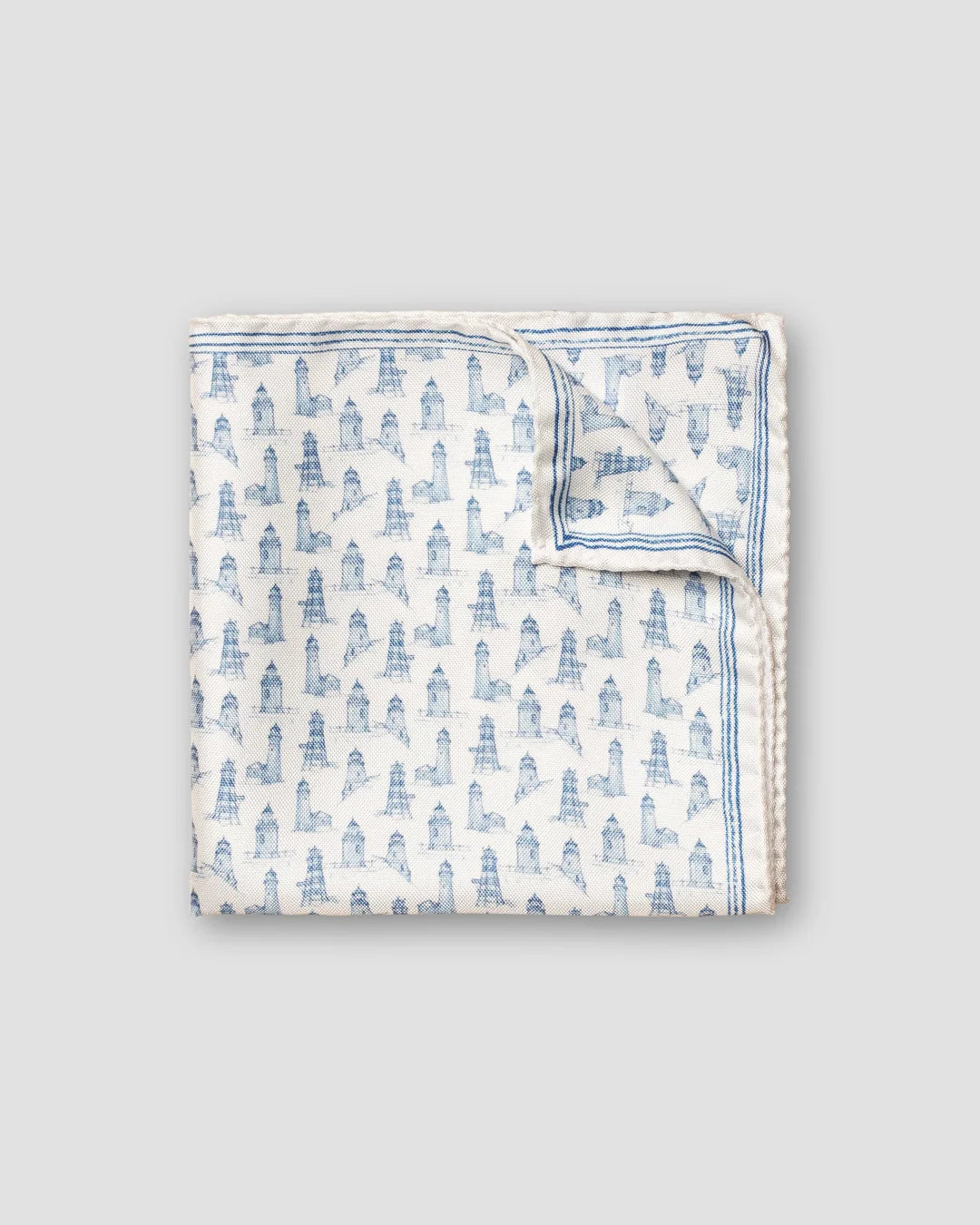 Lighthouse Print Silk Pocket Square