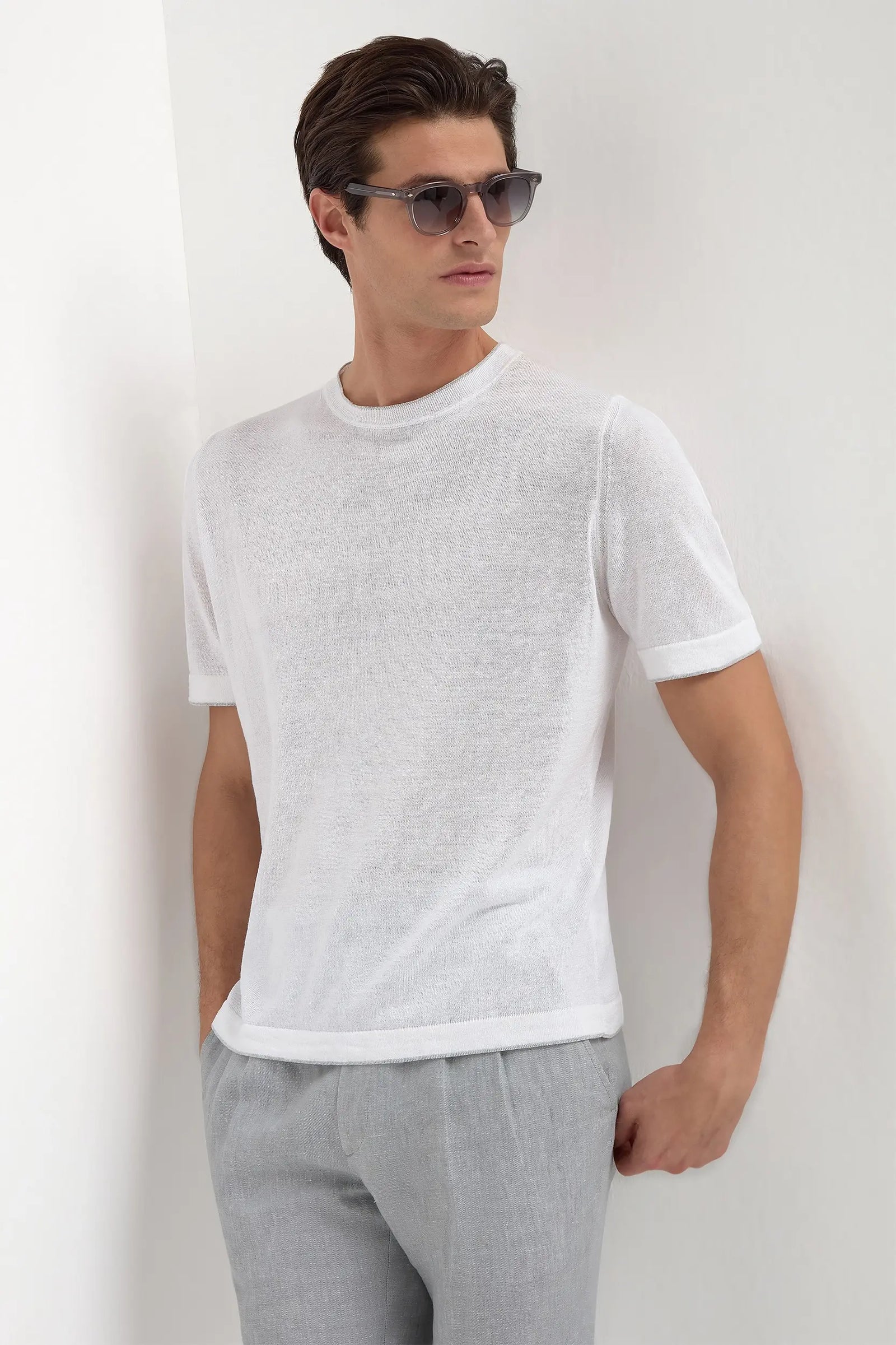 Linen And Cotton T Shirt Made In Italy