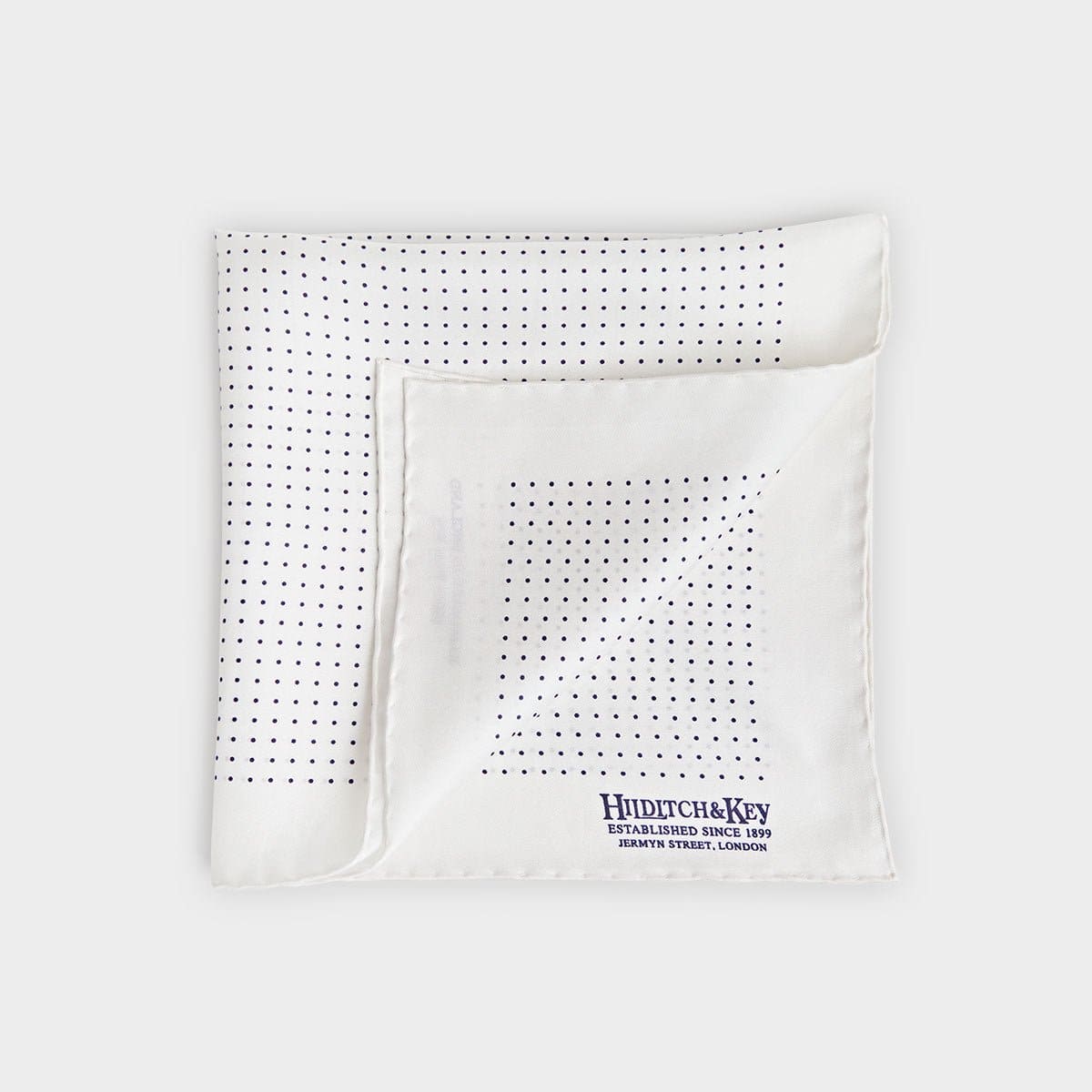 Navy Small Spot Silk Pocket Square