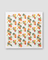White Oranges Print Linen Pocket Square