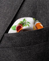 White Oranges Print Linen Pocket Square