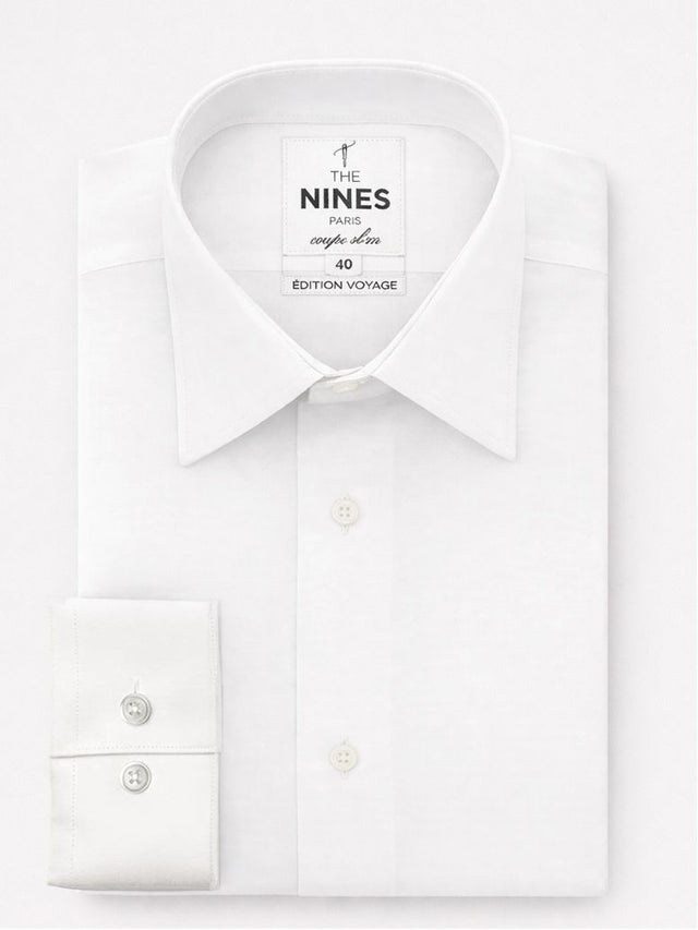 White pinpoint French collar shirt