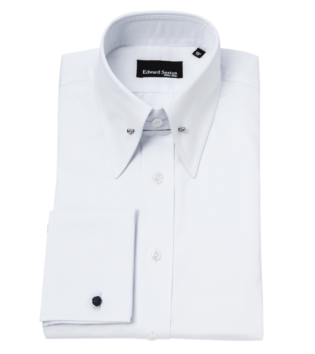 White Pin Collar Shirt with French cuff
