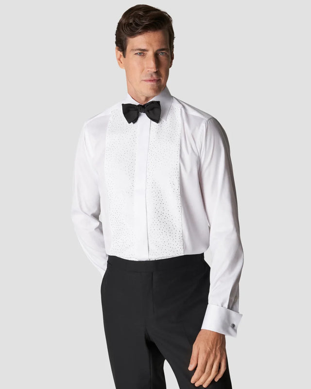 White Piqué Tuxedo Shirt with Swarovski® Crystals - Eton