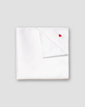 White Heart Embroidery Signature Twill Pocket Square