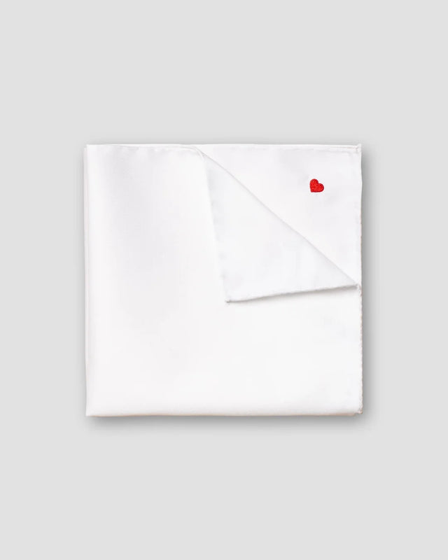 White Heart Embroidery Signature Twill Pocket Square