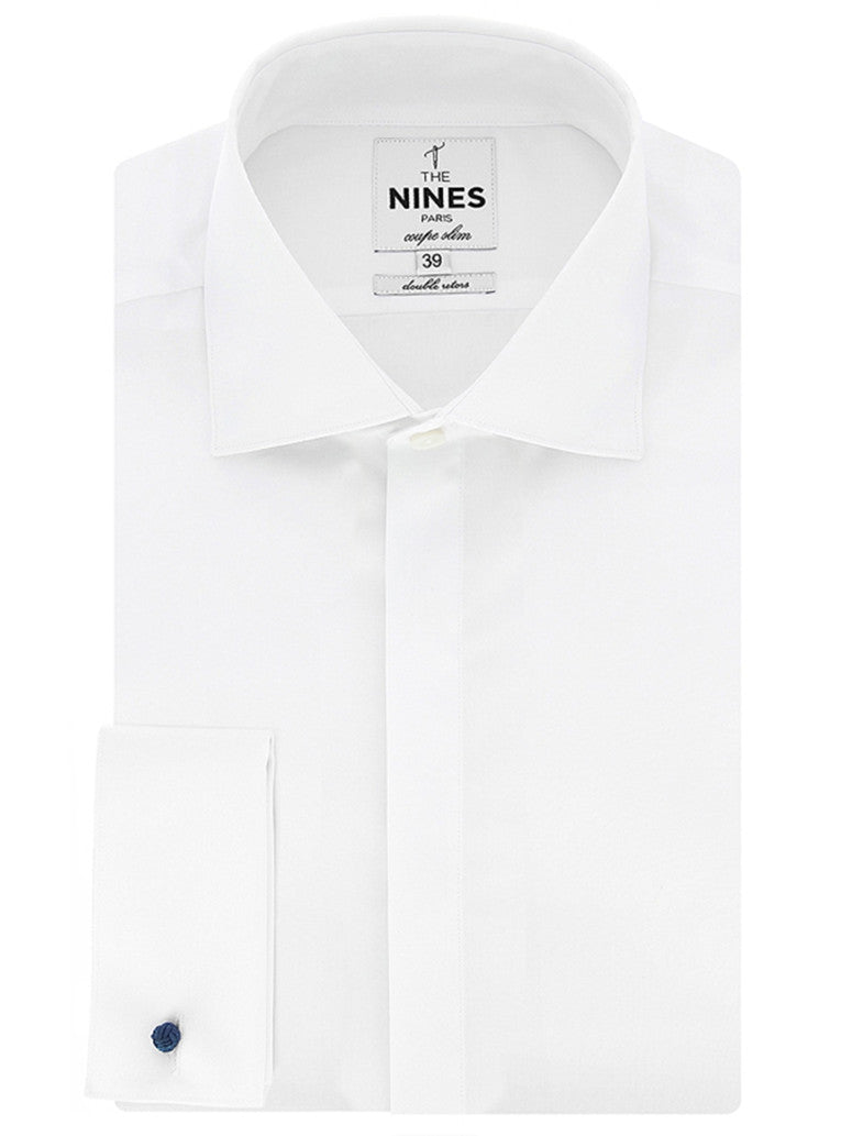 Shark Collar French Cuff Shirt In Poplin