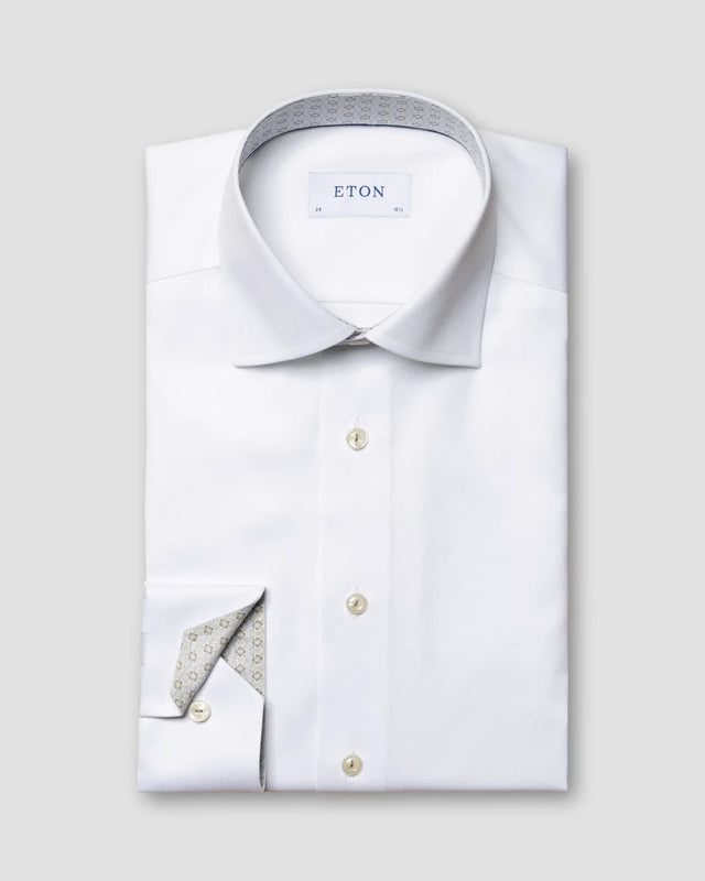 Weißes Signature-Twill-Hemd mit Kontrastdetails - Eton