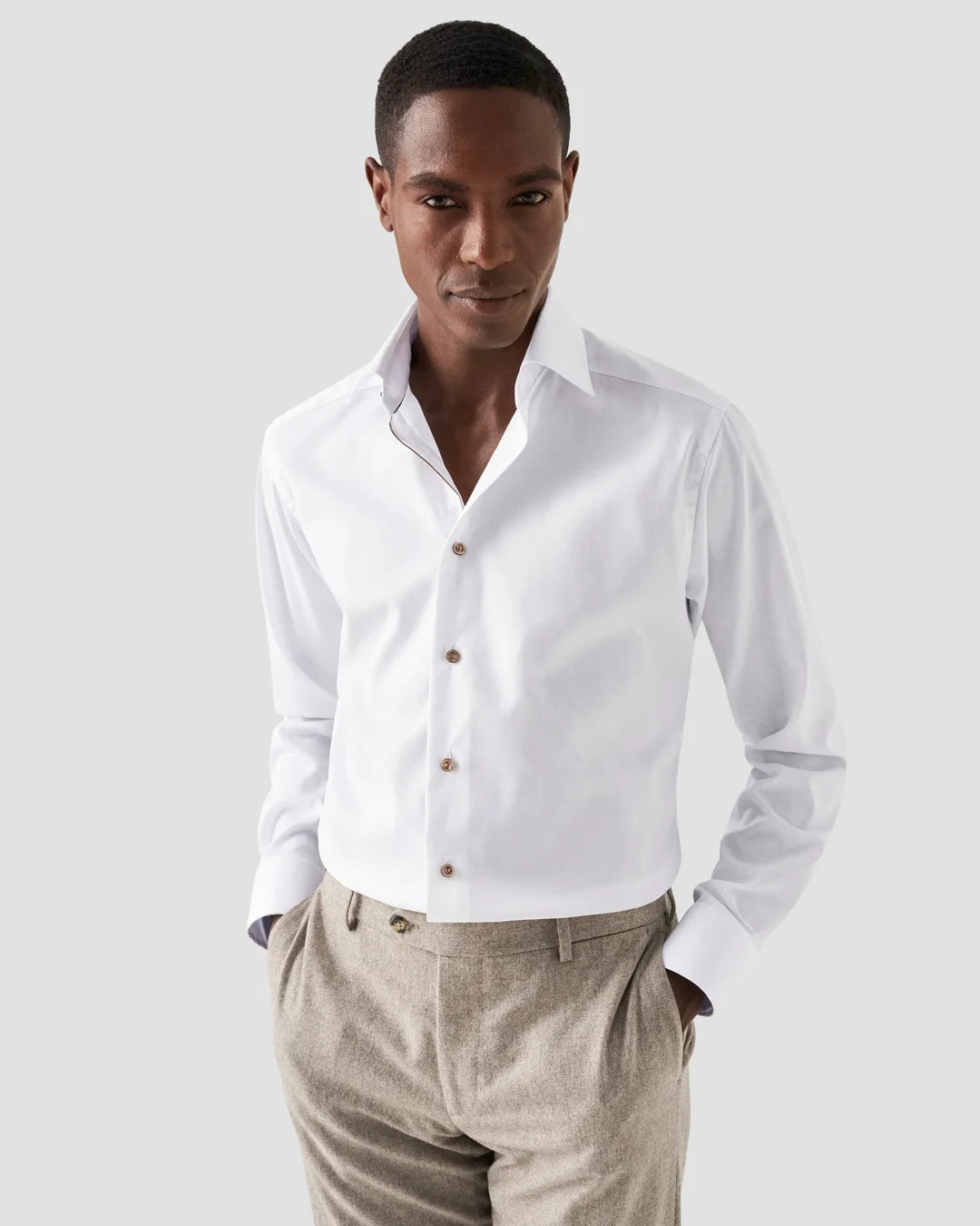 Signature Twill Shirt Brown Contrast Details Eton