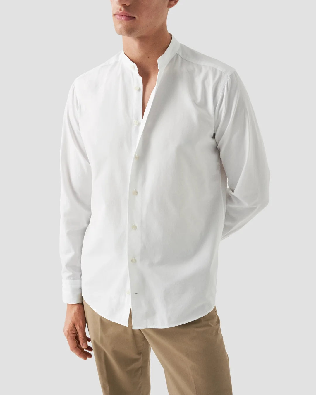 Solid Oxford Band Collar Shirt Eton