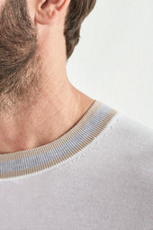 Striped Detail Knitted T Shirt Made In Italy