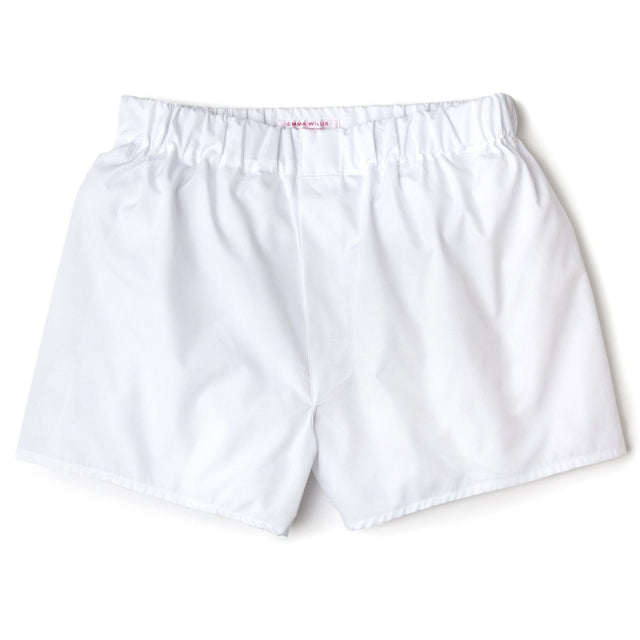 White Poplin Cotton Boxer Shorts - Classic Fit