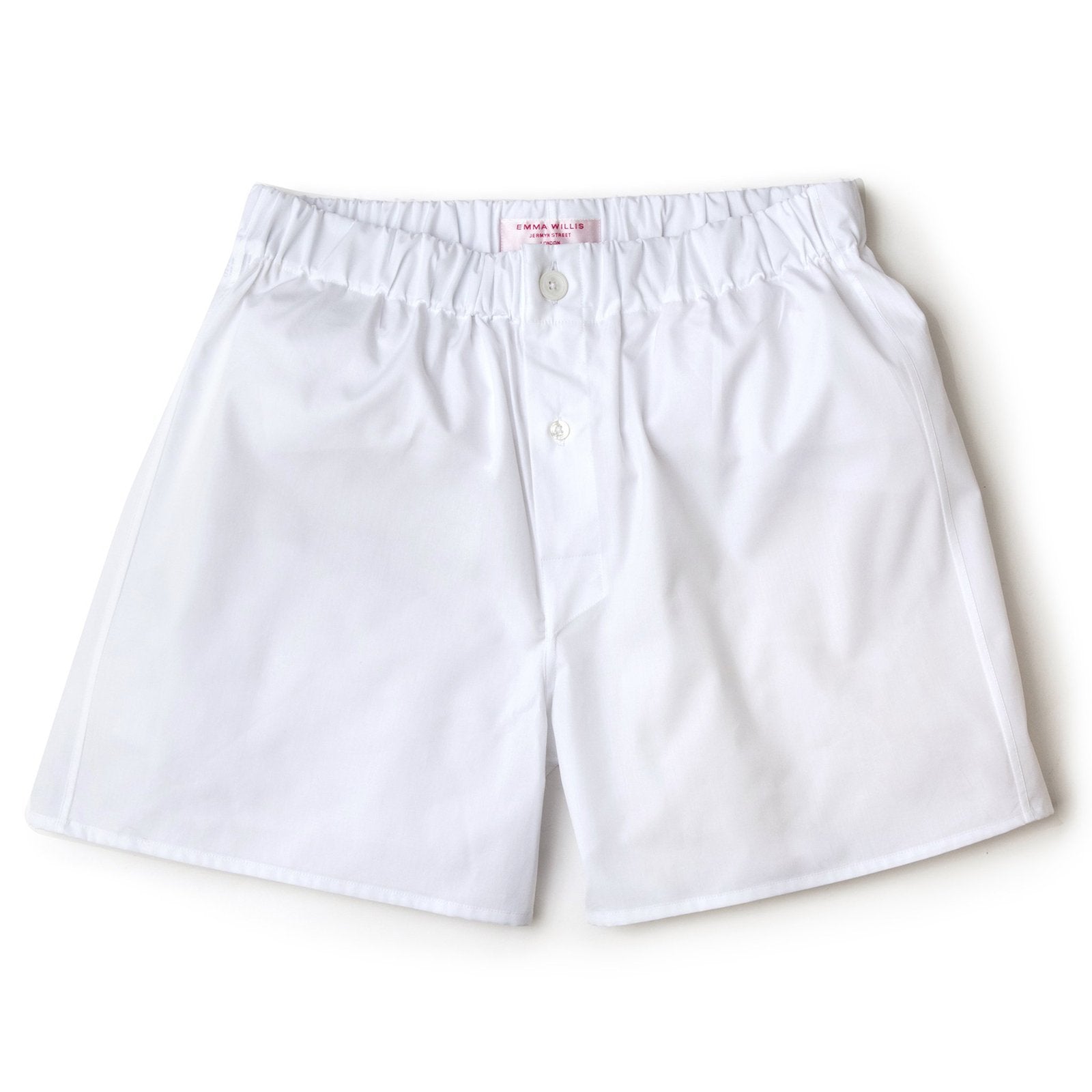 White Poplin Cotton Boxer Shorts - Slim Fit