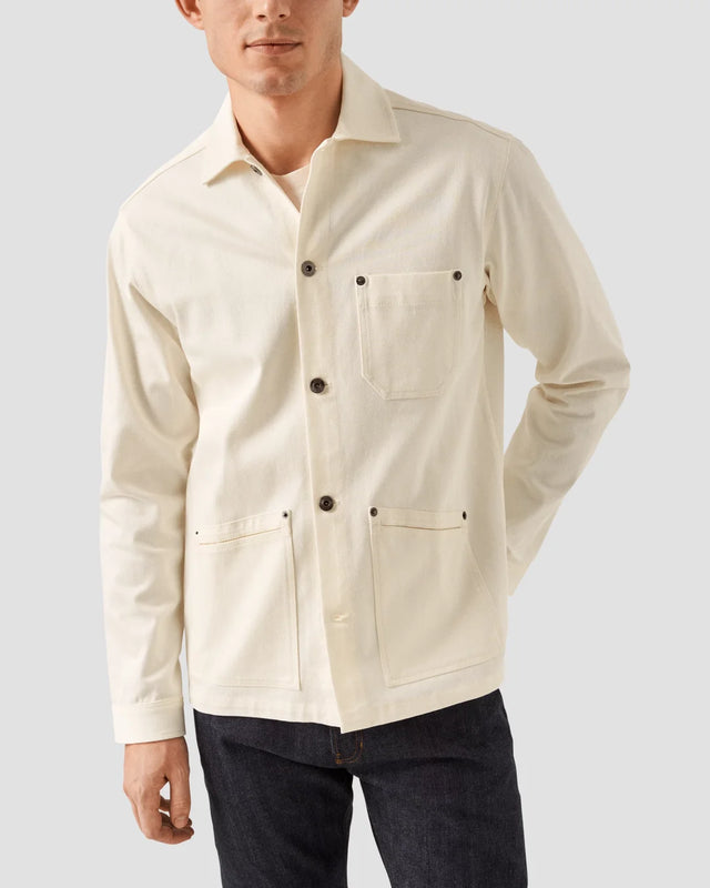 White Heavy Denim Overshirt - Eton