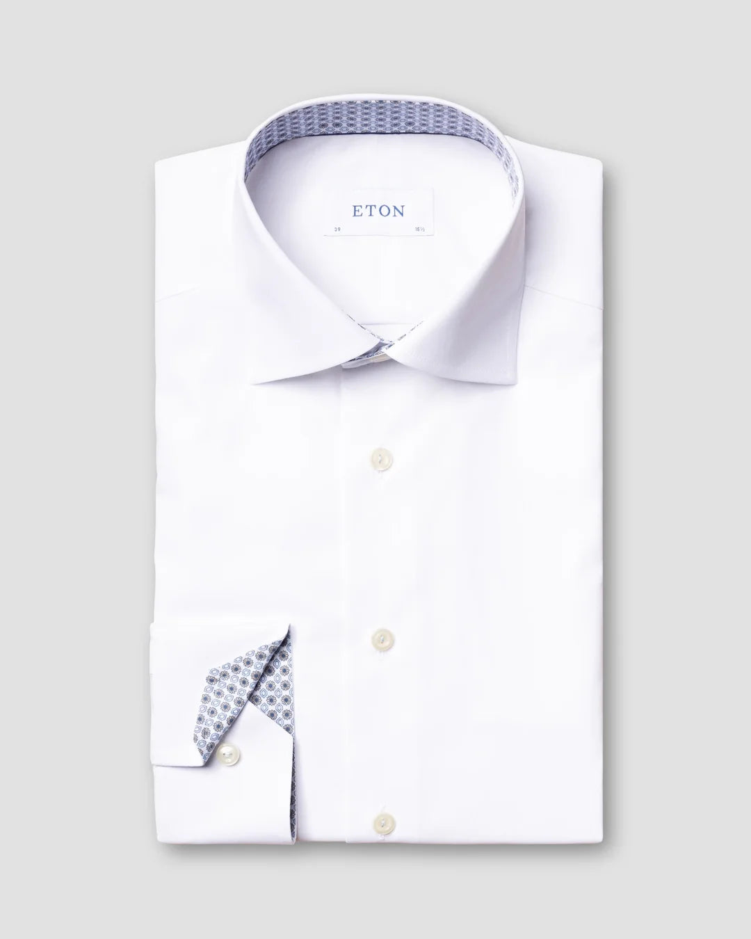 Twill Shirt Geometric Details Eton