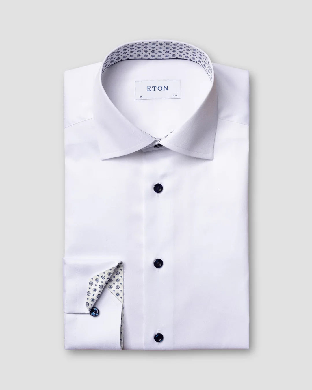 Twill Shirt Medallion Details Eton