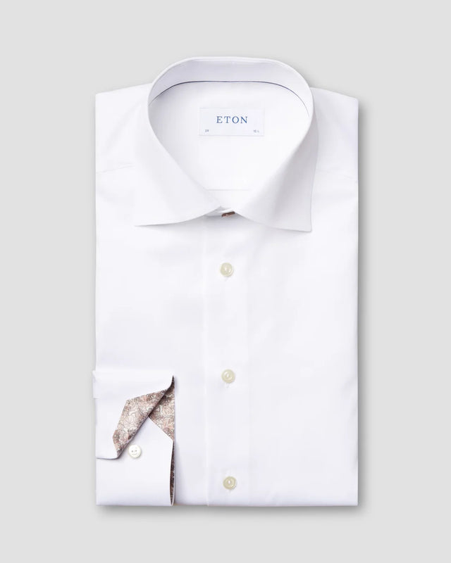 Weißes Twill-Hemd mit Print Details - Eton