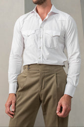 White velvet effect western shirt - Made in Italy