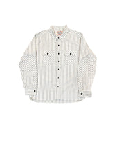Japanese White with brown/navy Stripe 100% Cotton Dustbowl Work Shirt