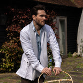 Plain Linen Button Cuff Safari Shirt In