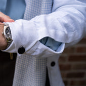 Plain Linen Button Cuff Safari Shirt In