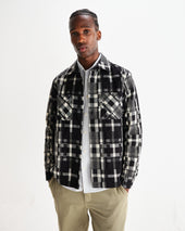 Whiting And Ecru Glitch Check Overshirt
