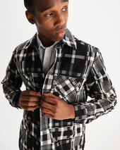 Whiting And Ecru Glitch Check Overshirt