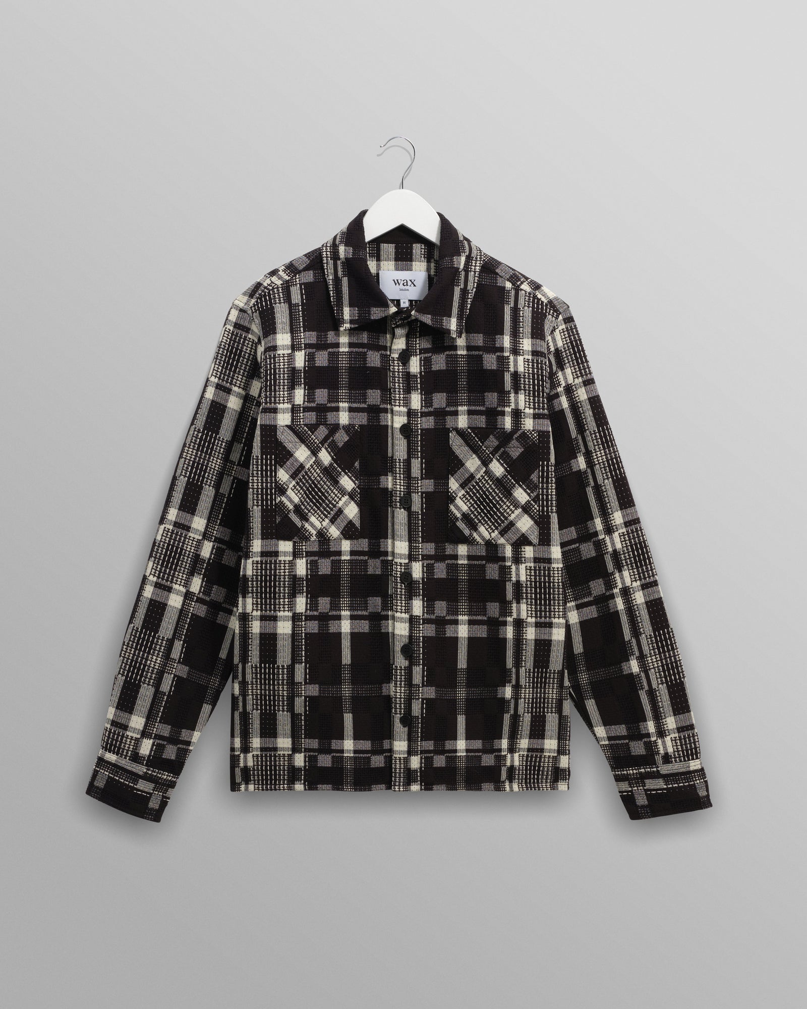 Whiting And Ecru Glitch Check Overshirt