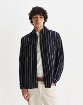 Whiting And Ecru Radical Stripe Overshirt