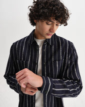Whiting And Ecru Radical Stripe Overshirt
