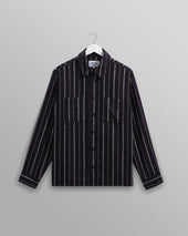 Whiting - Black And Ecru Radical Stripe Overshirt