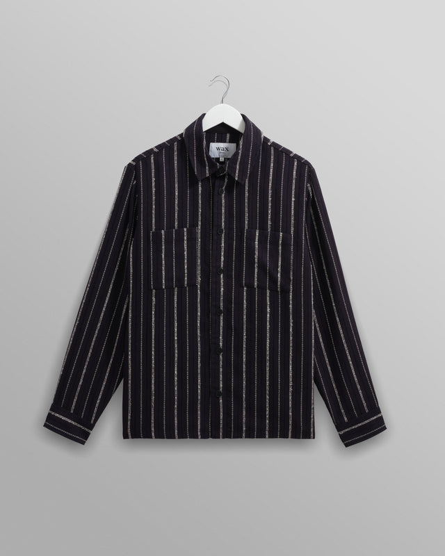 Whiting - Black And Ecru Radical Stripe Overshirt