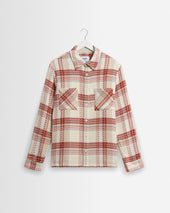Whiting - Ecru And Red Plaid Weave Overshirt