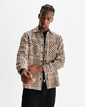 Whiting Natural Houndstooth Weave Overshirt