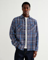 Whiting And Blue Houndstooth Weave Overshirt