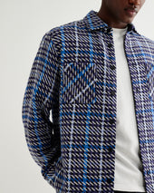 Whiting And Blue Houndstooth Weave Overshirt