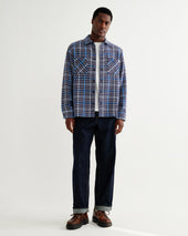 Whiting And Blue Houndstooth Weave Overshirt
