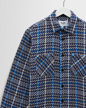 Whiting And Blue Houndstooth Weave Overshirt