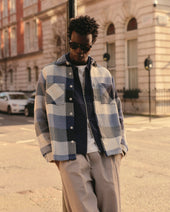 Whiting And Ecru Block Check Overshirt