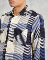 Whiting And Ecru Block Check Overshirt
