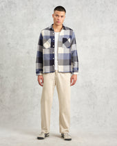 Whiting And Ecru Block Check Overshirt