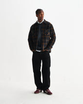 Whiting And Orange Drawn Check Wool Overshirt
