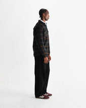 Whiting And Orange Drawn Check Wool Overshirt