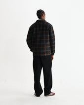 Whiting And Orange Drawn Check Wool Overshirt