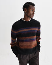 Wilde And Dark Multicolour Brush Stripe Wool Crewneck