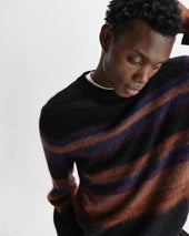 Wilde And Dark Multicolour Brush Stripe Wool Crewneck